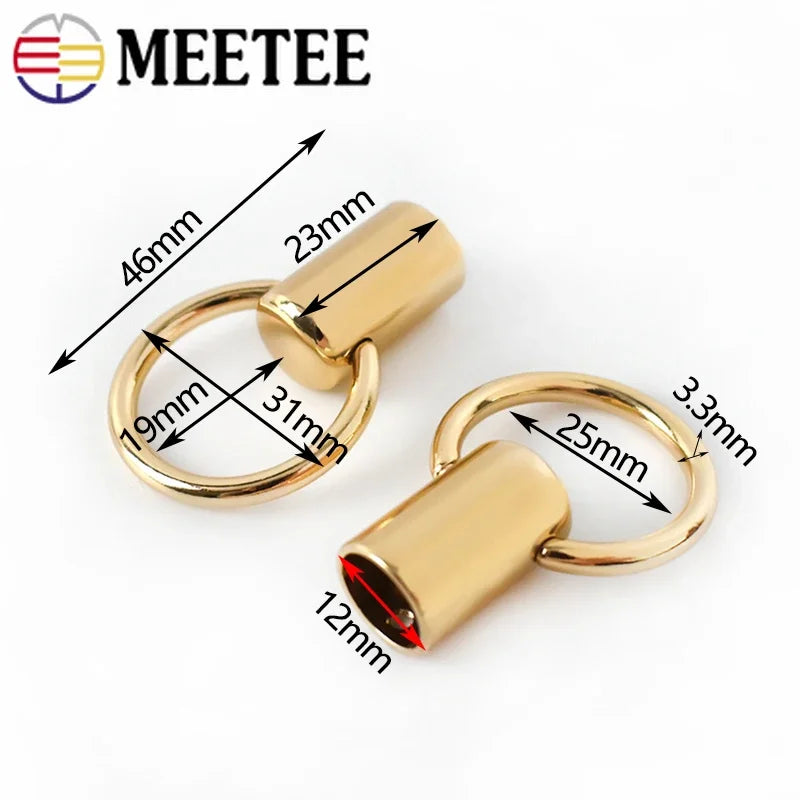 8/200pcs 12X46mm O Ring Handbag Handle Cap Connector Hanger Hook Metal Bag Strap Stopper Cord Buckle DIY Hardware Accessories