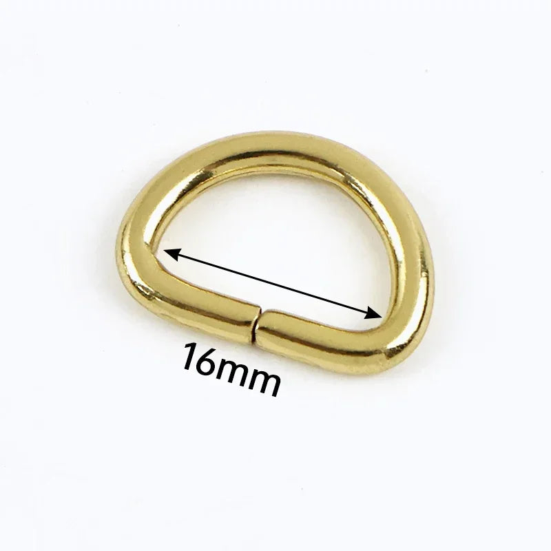 25/800Pcs 10-38mm Solid Brass Non Welded D Rings Square Bag Buckle Handbag Strap Clasp Webbing Dog Leash Adjuster Loops Hardware