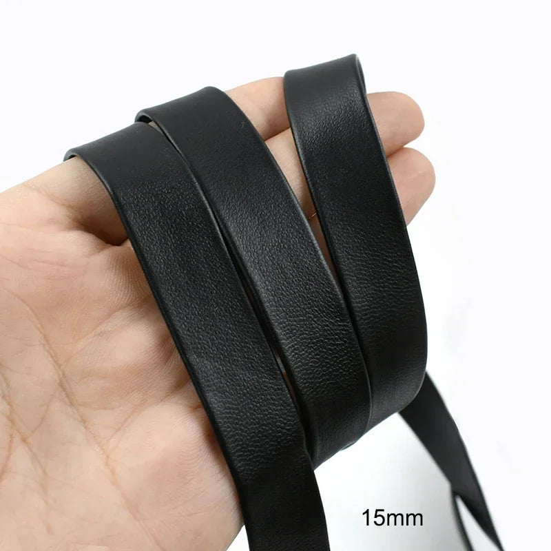 20/50Meters 5-30mm Black PU Leather Ribbon Soft Flat Cord for Handbag Straps Jewelry Necklaces Sewing Decor Craft Webbing Supplies