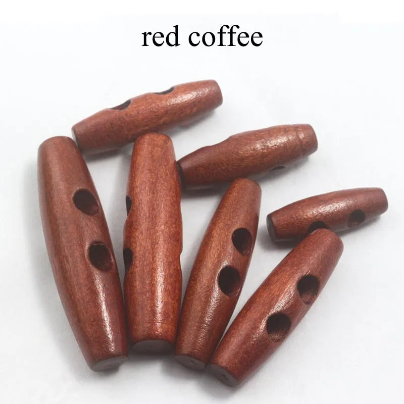 30/1000pcs Meetee Wooden Buttons 30-60mm 2 Holes Natural Wood Horn Toggle for Wool Sweater Coat Bags Garment Accessories C1-27
