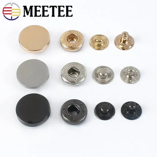 30/500Sets Meeteel 10-25mm Snap Fasteners Metal Snaps Press Studs Buttons for Sewing Clothes Jacket Coat Leather Craft Accessories