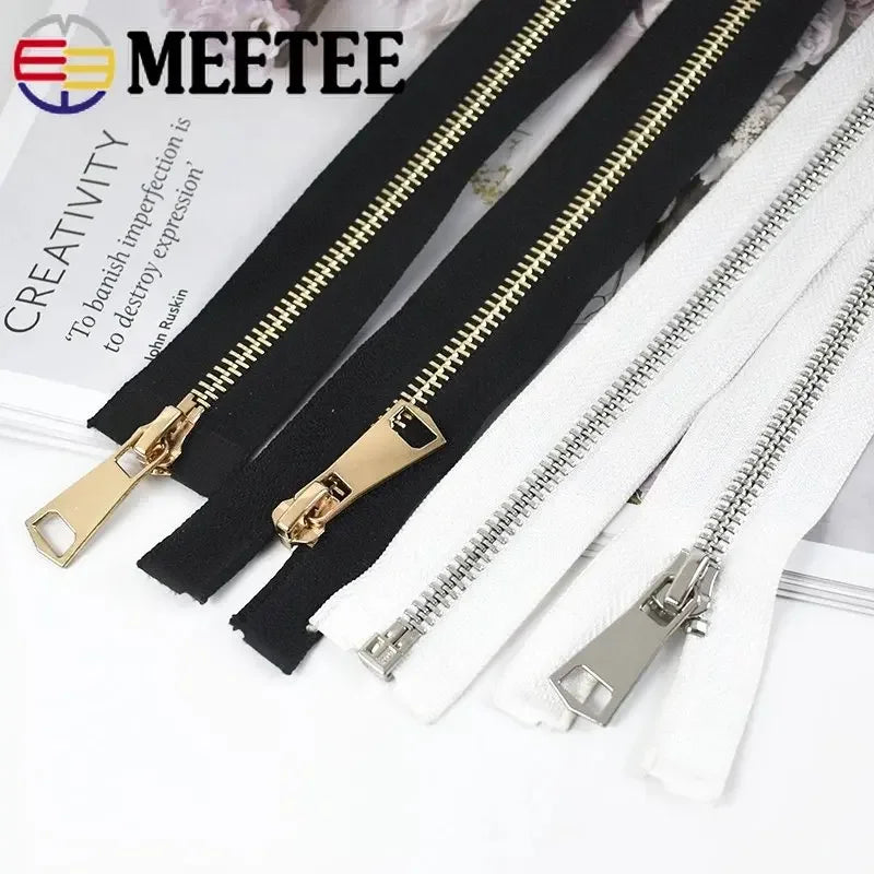3/90Pcs Meetee 5# 60-150cm Metal Zipper Open End Single/Double Sliders Long Zippers Clothes Down Jacket Coat Zip DIY Sewing Accessories