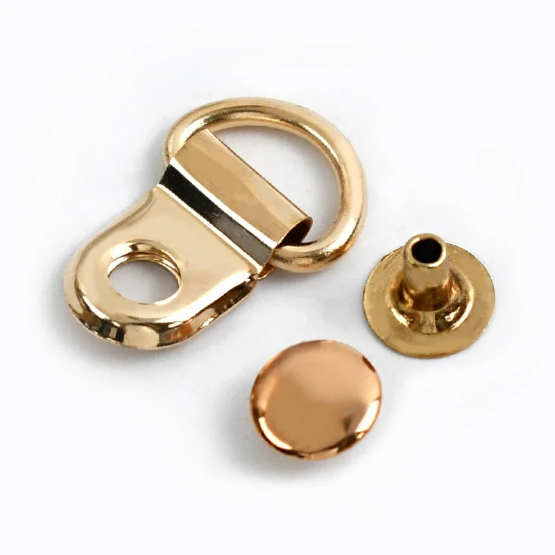30/1000Sets Metal Side Clip Buckle 9x14mm Backpack Strap Connection Nail Hook Shoelace D Ring Rivet Fastener Buckles Supplies