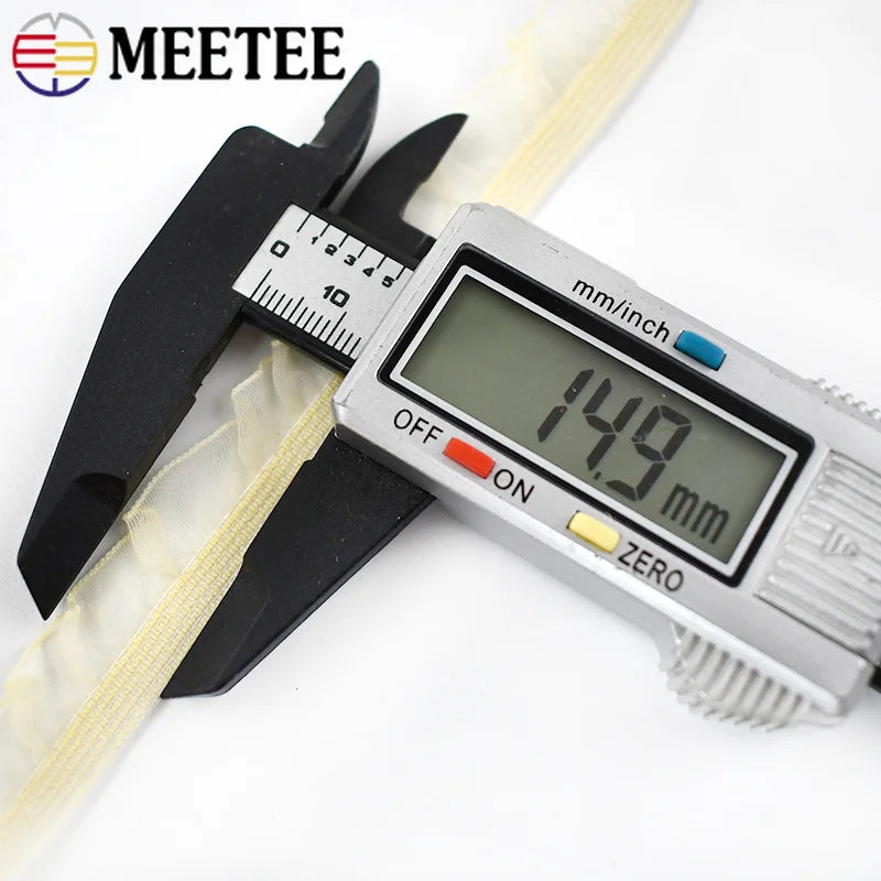 25/800Meters 6mm Elastic Band Pleated Lace Trim Stretch Ribbon for Sewing Underwear Strap Clothes Rubber Band DIY Accessories