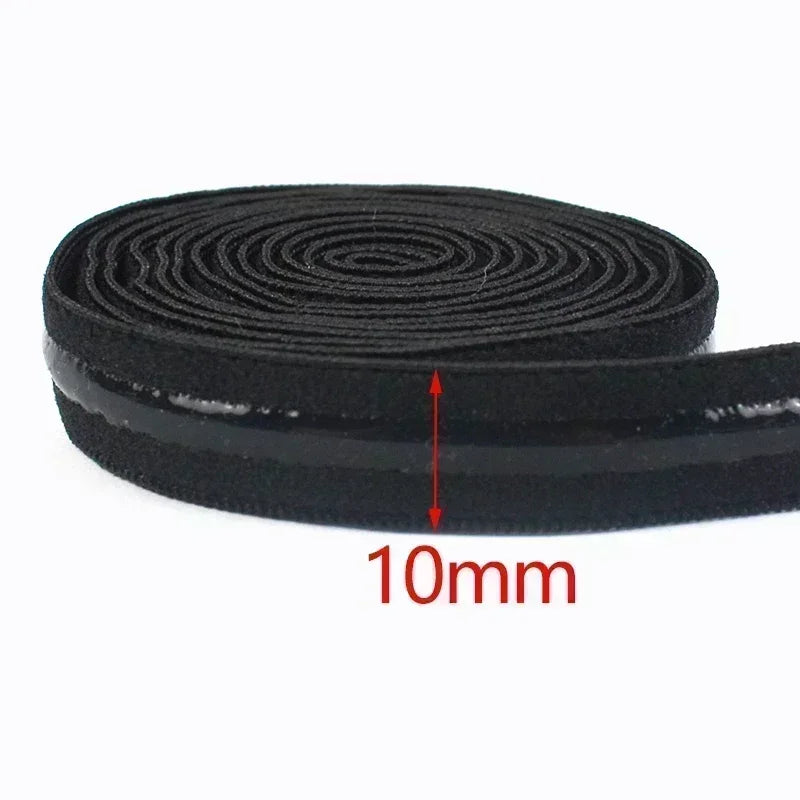 8/210M Meetee Black Silicone Elastic Bands Underwear Non-slip Rubber Tapes Waistband Belt Stretch Ribbon DIY Sewing Accessories