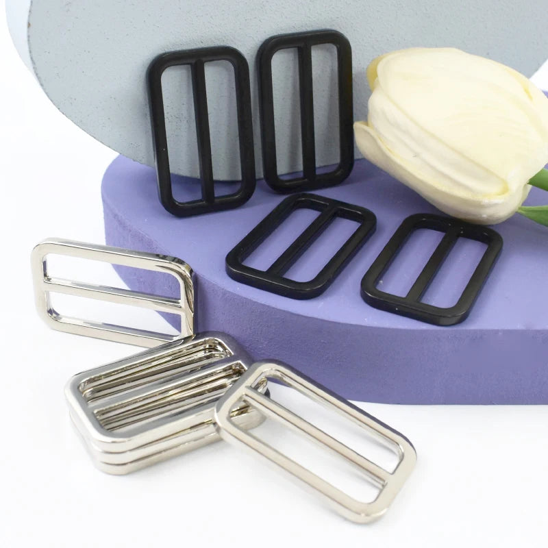 Meetee 15/500Pcs 25-50mm Metal Buckles for Bag Tri Glide Ring Hook Webbing Strap Adjuster Belt Buckle DIY Hardware Accessories