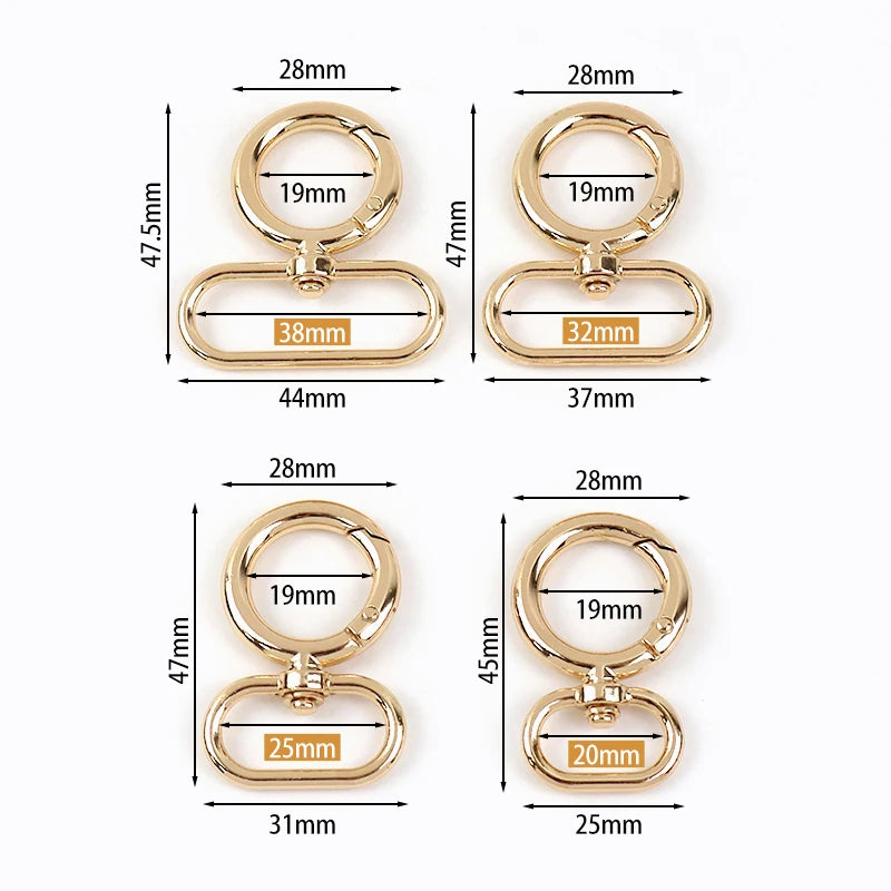 8/300Pcs Spring O Ring Snap Hook 20/25/32/38mm Metal Buckles for Bag Webbing Strap Carabiner Rings Connect  Buckle Hardware