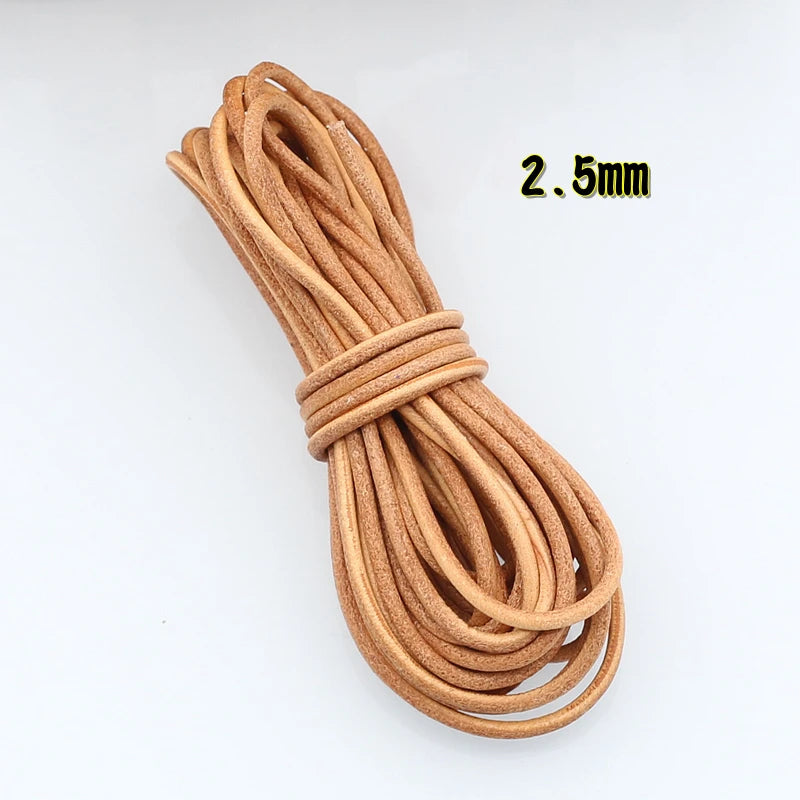 Meetee 3/100Meter 1.5/2/2.5/3/4/5mm Round Real Genuine Leather Cord Rope for Bracelet Necklace DIY Jewelry Cords Bags Craft Making