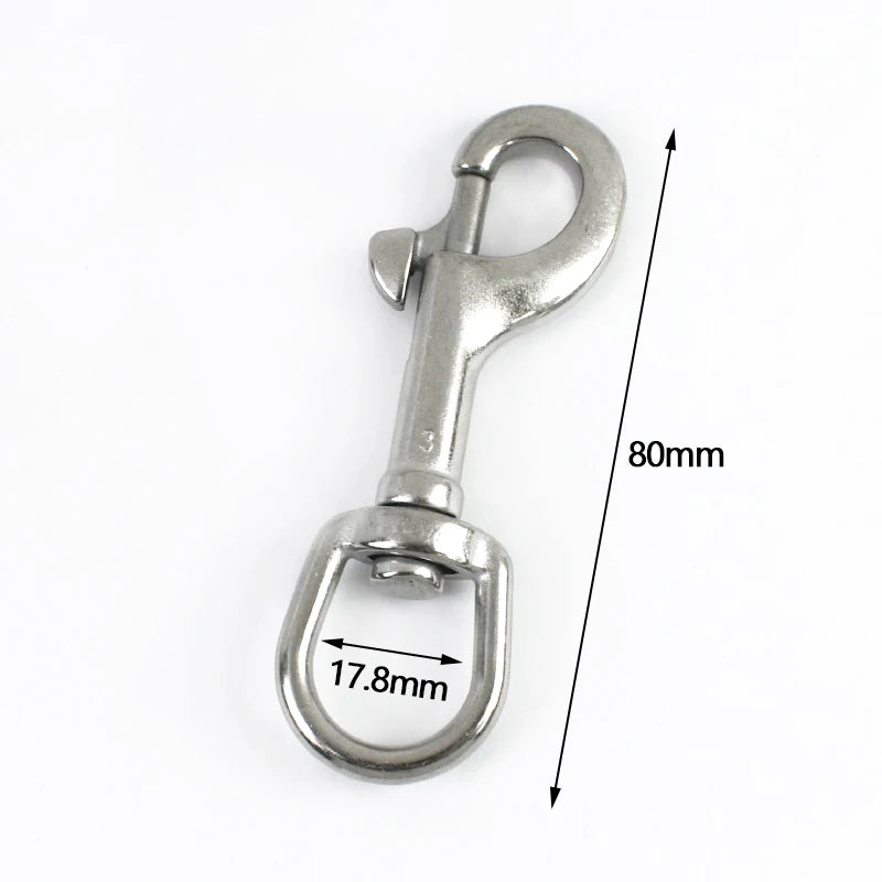 3/100Pcs Stainless Steel 316 Metal Buckles Oval Single End Swivel Eye Bolt Snap Hook Dog Leash  Strap Clasp Carabiner Diving