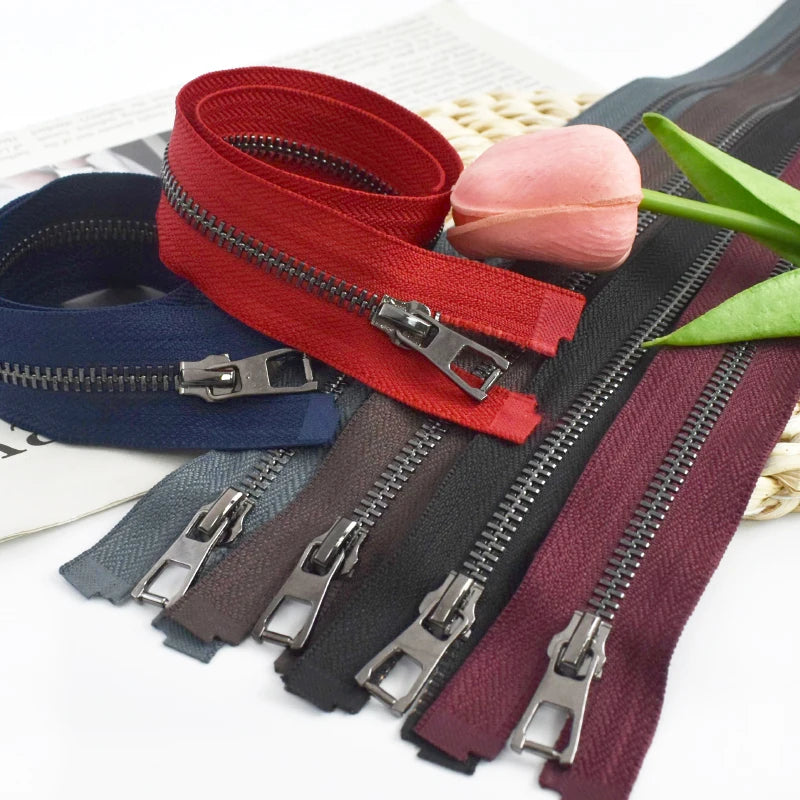 8/200Pcs 5# Metal Zippers 40-80cm Garment Sewing Zip Handbag Open-End Zippers Jacket Down GunBlack Teeth Zips DIY Tailor Supplies