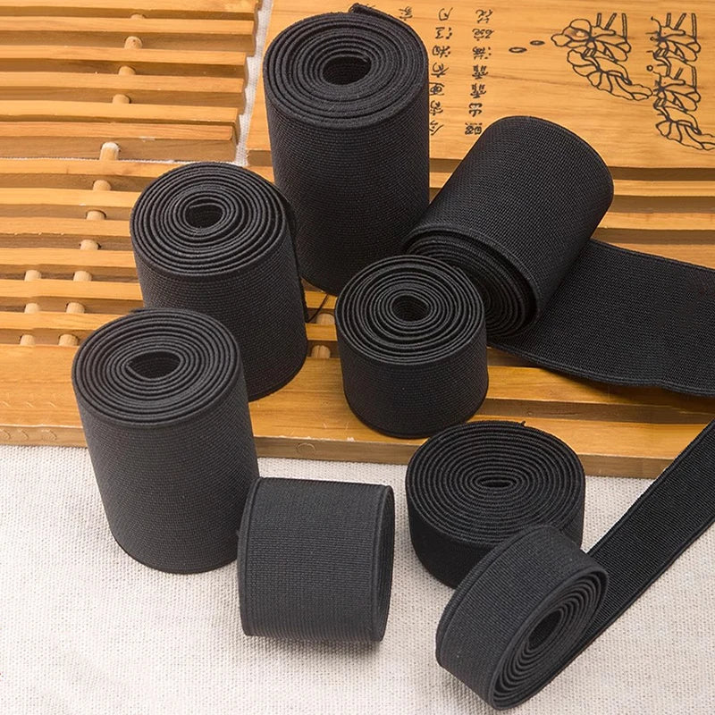 8/300Meters Black Elastic Band 10-80mm Nylon Elastics Webbing Tape for Waistband Rubber Bands Apparel Bungee Cord Sewing Trimming