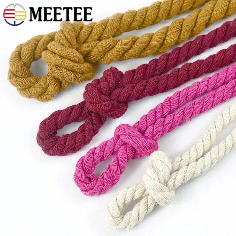 20/600Meters 5-20mm Colored Cotton Rope 3 Shares Twisted Cord DIY Decoration Macrame Ropes for Bag Braided Cords Sewing Accessories