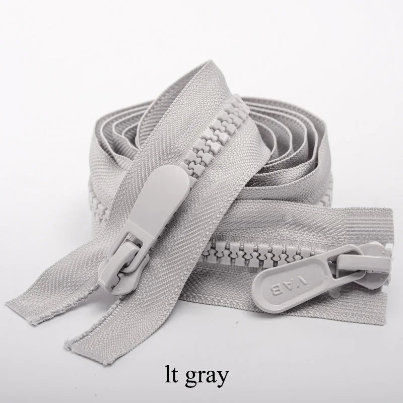 2/70Pcs Meetee 120cm 8# Resin Zippers Open End Double Slider Head Zip for Down Jacket Outdoor Backpack Tent Bag DIY Sewing Accessories