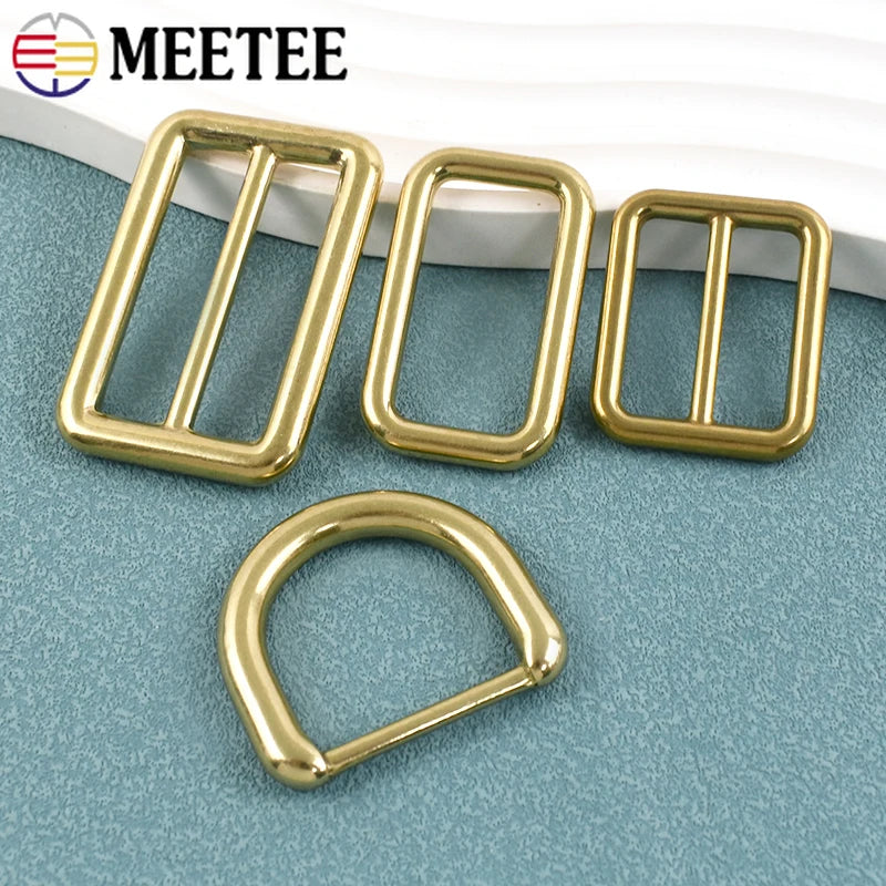 3/100Pcs Solid Brass D Ring Adjuster Clasp Tri-Glide Slider Buckles Backpack Strap Webbing Belt Buckle DIY Hardware Accessories