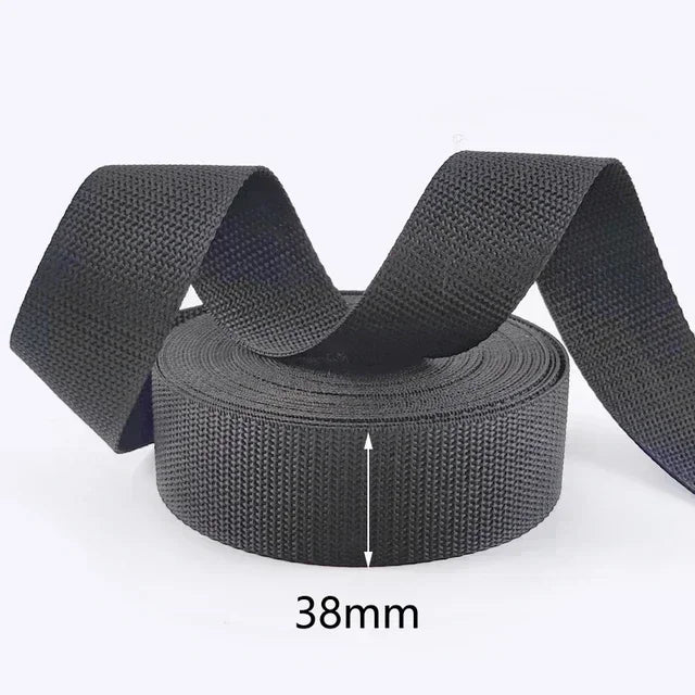 15/500M Black PP Polypropylene Webbing Tape for Bag 20-100mm Ribbon Strap By The Meter 1.3mm Thick Seat Belt Webbings SewingSupplies