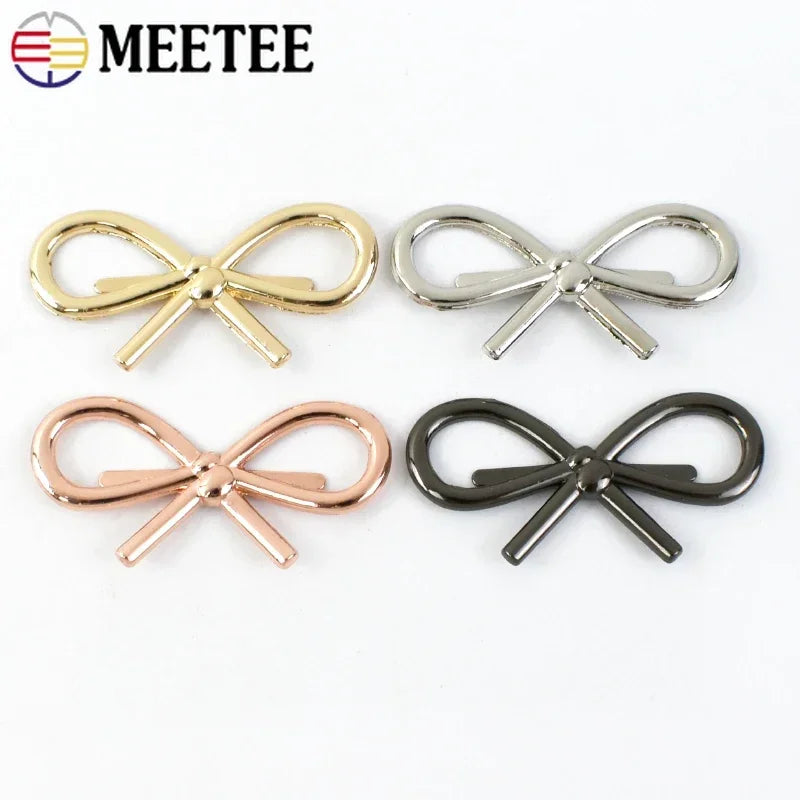 Meetee 20/600Pcs  44*22mm Bow Shoes Buckle Metal Bags Clothing Decor Buckles DIY Leather Craft Luggage Hardware Accessories BD437