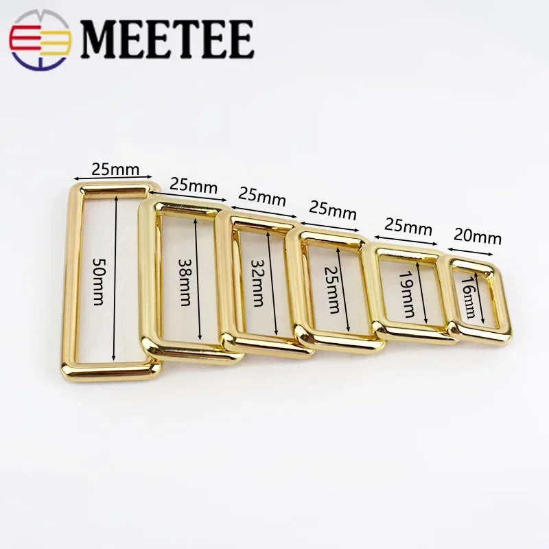 15/500Pcs Meetee 12-50mm Metal Square O D Ring Buckles Bag Adjustable Buckle DIY Backpack Straps Shoes Garment Leather Accessories