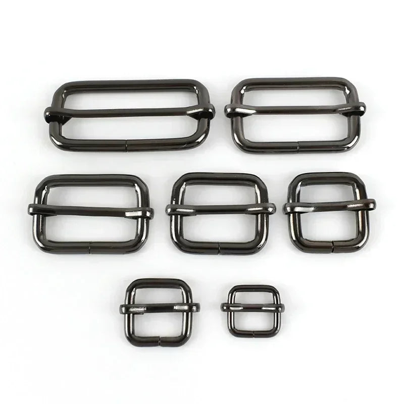 30/610Pcs 13-50mm Metal Pin Buckle Tri-Glide Slider Square Ring Buckles for Bag Strap Adjuster Webbing Belt Clasp DIY Accessories