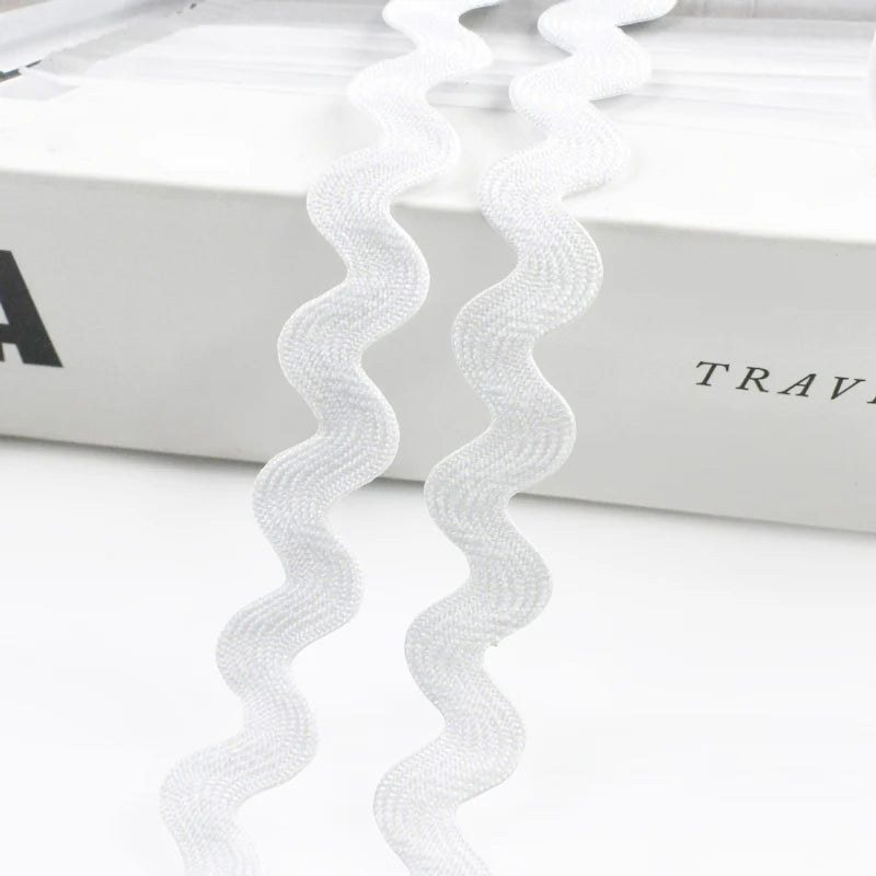 20/630Meters 8mm Curve Wavy Lace Trim Ribbon for Costume Pillow Decorations Laces Polyester Tapes Sewing Trimming Accessories