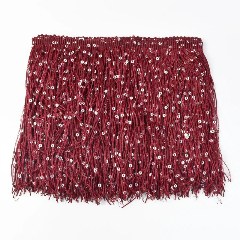 2/60Meters Meetee 20cm Sequin Tassel Fringe Lace Trim Dress Decoration Sewing Fringes Trimming Latin Stage Costume Tassels Ribbon
