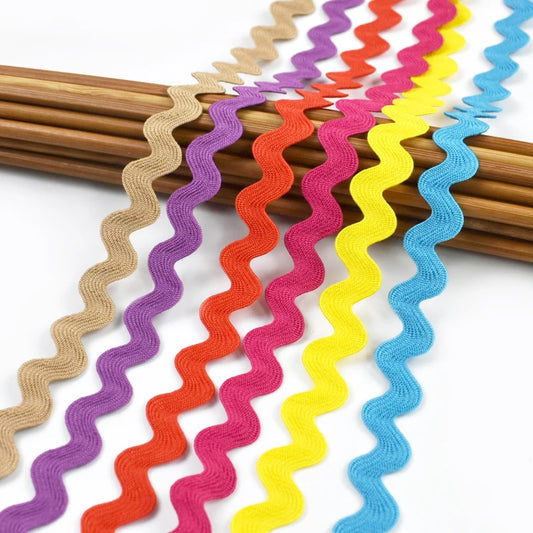 20/630Meters 8mm Curve Wavy Lace Trim Ribbon for Costume Pillow Decorations Laces Polyester Tapes Sewing Trimming Accessories