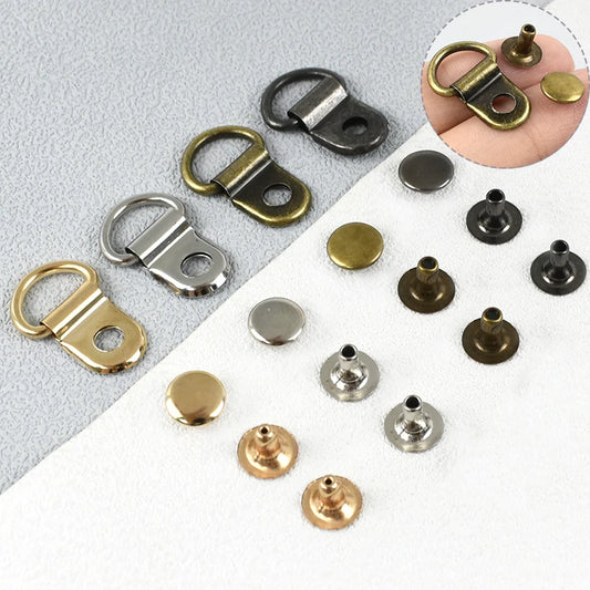 30/1000Sets Metal Side Clip Buckle 9x14mm Backpack Strap Connection Nail Hook Shoelace D Ring Rivet Fastener Buckles Supplies