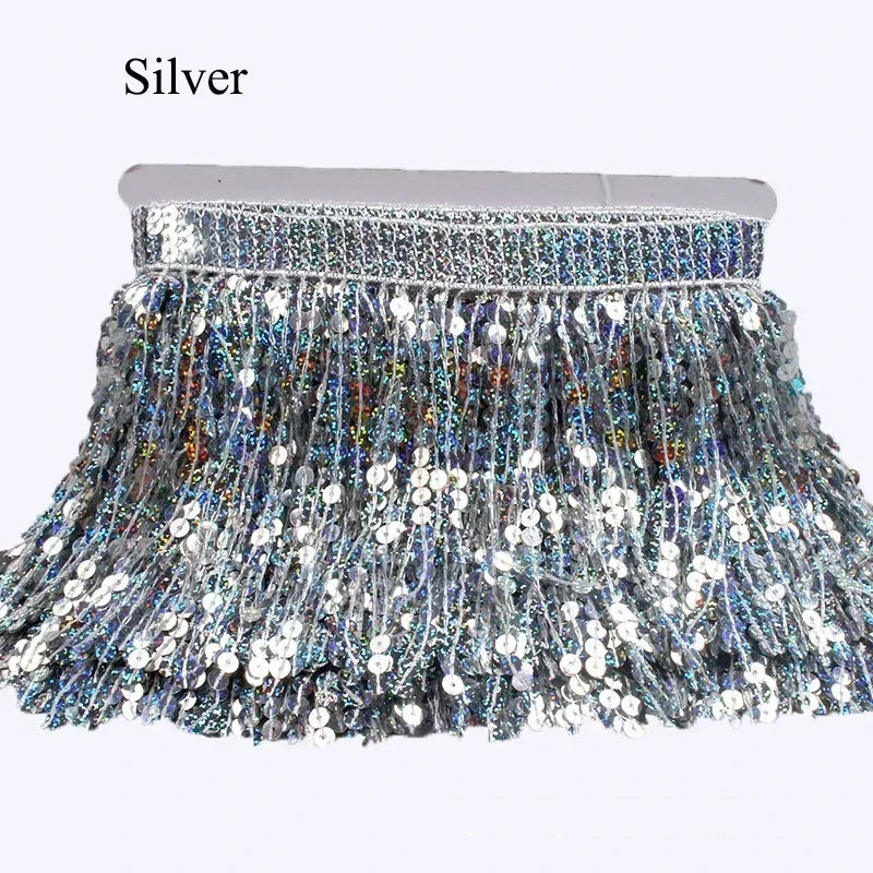 3/120Meters 16cm Sequin Tassel Lace for Sewing Clothes Wedding Dress Fringe Ribbon Curtain Decorative DIY Garment Accessories