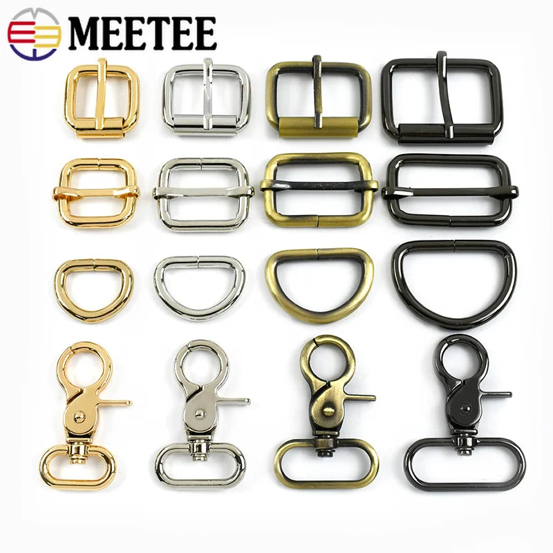 15/400Pcs 13-38mm Metal Buckles Swivel Lobster Clasp D Rings Tri Glide Slider Pin Buckle for Bags Strap DIY Hardware Accessories