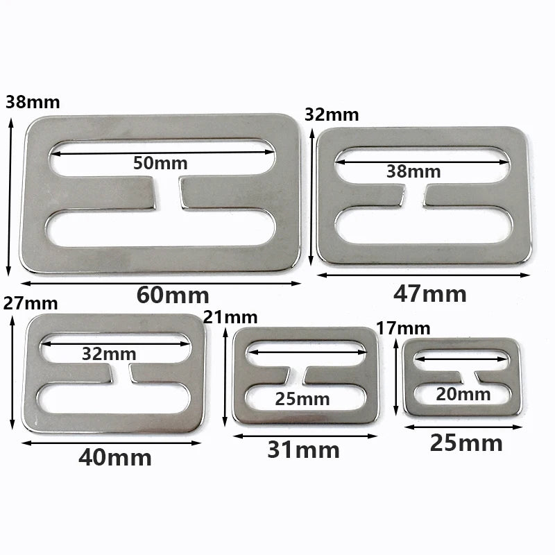 25/800Pcs 20-50mm Stainless Steel Bag Strap Buckles Tri-Glide O Ring Adjustment Buckle Full Slider Square Rings Belt Clip Clasp
