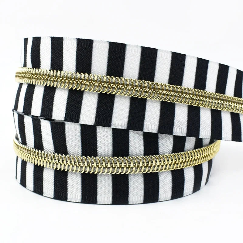 5/120M Meetee 5# Nylon Zipper Tapes Stripe Coil Zippers Garment Clothes Bag Decoration Zip Roll Repair Kit DIY Sewing Accessories