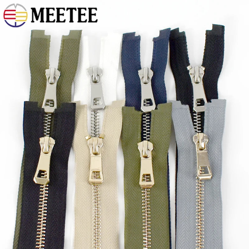 5/120Pcs 35-85cm 5# Metal Zippers Open-end Zip Tape Gold Sliver Teeth Open-End Zipper Repair DIY Clothing Bags Sewing Accessories