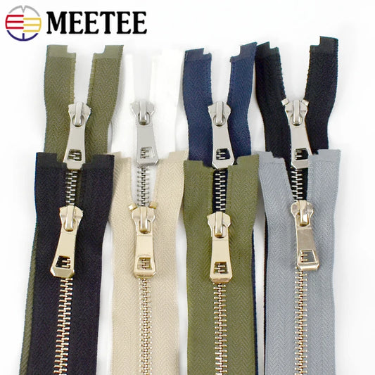 5/120Pcs 35-85cm 5# Metal Zippers Open-end Zip Tape Gold Sliver Teeth Open-End Zipper Repair DIY Clothing Bags Sewing Accessories