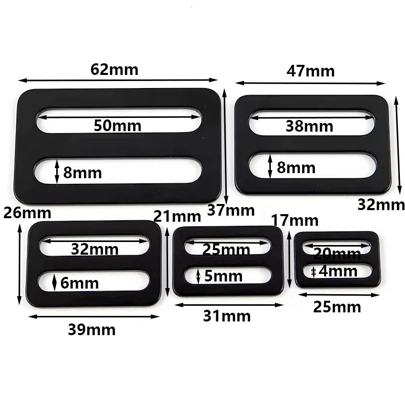25/800Pcs 20-50mm Stainless Steel Bag Strap Buckles Tri-Glide O Ring Adjustment Buckle Full Slider Square Rings Belt Clip Clasp