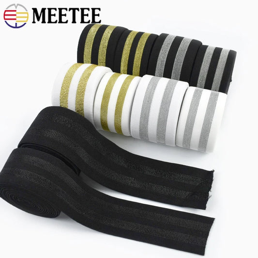 5/200Meters 40/50mm Striped Elastic Bands 1.6mm Thick Pants Waistband Rubber Band Bra Strap DIY Skirt Belt Sewing Accessories
