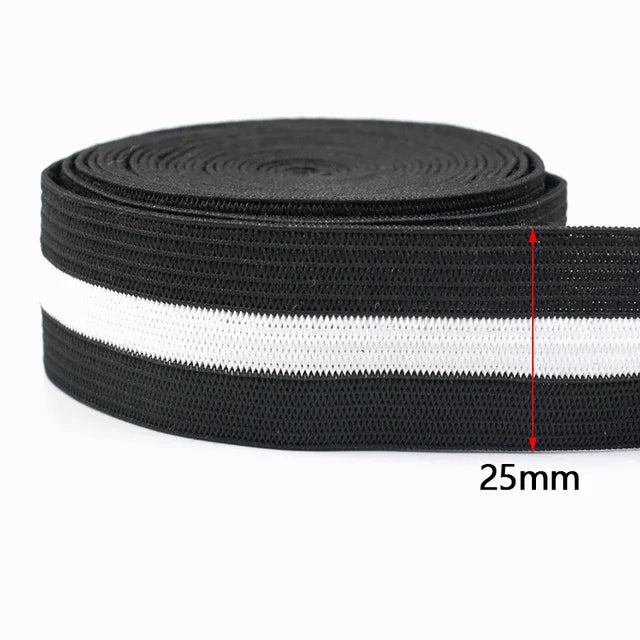 10Meters Meetee 2/5/10M 25mm Non-slip Silicone Black Elastic Band Sportswear Belt Elasticity Webbing DIY Outdoor Clothing Sewing Material