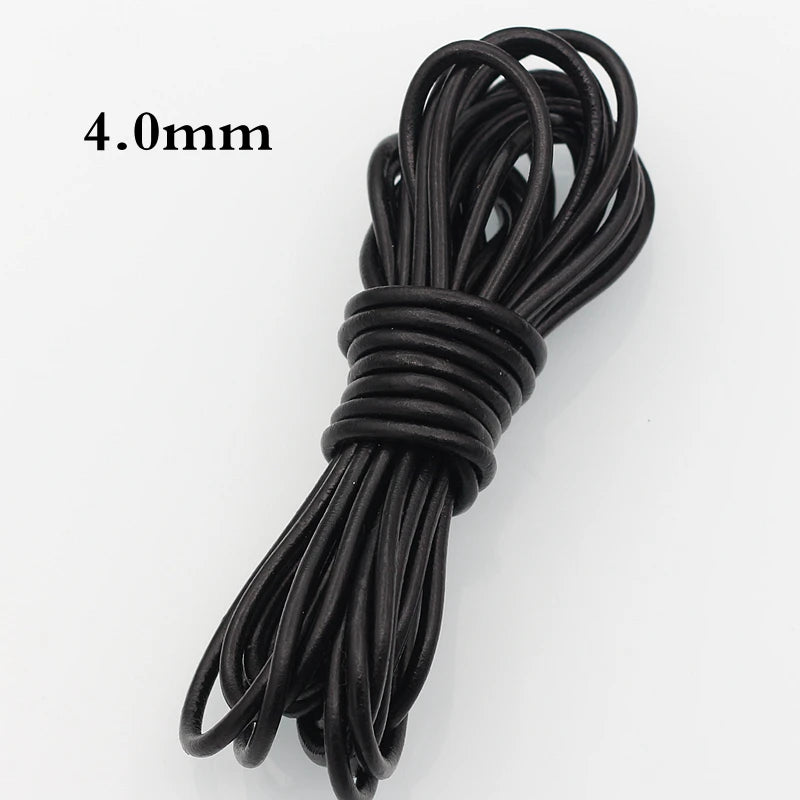 Meetee 3/100Meter 1.5/2/2.5/3/4/5mm Round Real Genuine Leather Cord Rope for Bracelet Necklace DIY Jewelry Cords Bags Craft Making
