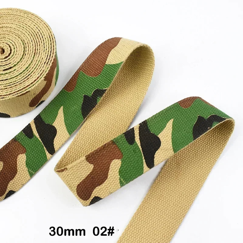 3/100Meters 25-38mm Camouflage Polyester Webbing Tape Clothing Ribbon Bag Bias Binding Band Dog Collar Decor Strap DIY Accessories