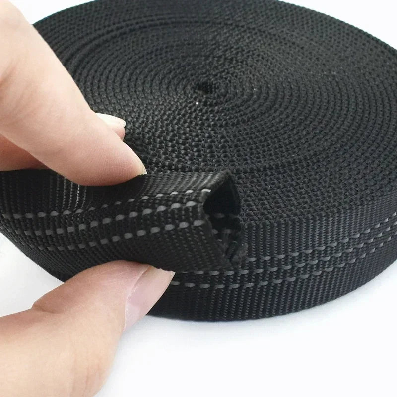 5/200Meters 25mm Nylon Tubular Webbing Tape for Sewing Bag Strap Double-layer Ribbon Backpack Belt Reflective Band DIY Accessories