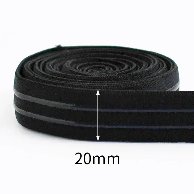 8/210M Meetee Black Silicone Elastic Bands Underwear Non-slip Rubber Tapes Waistband Belt Stretch Ribbon DIY Sewing Accessories