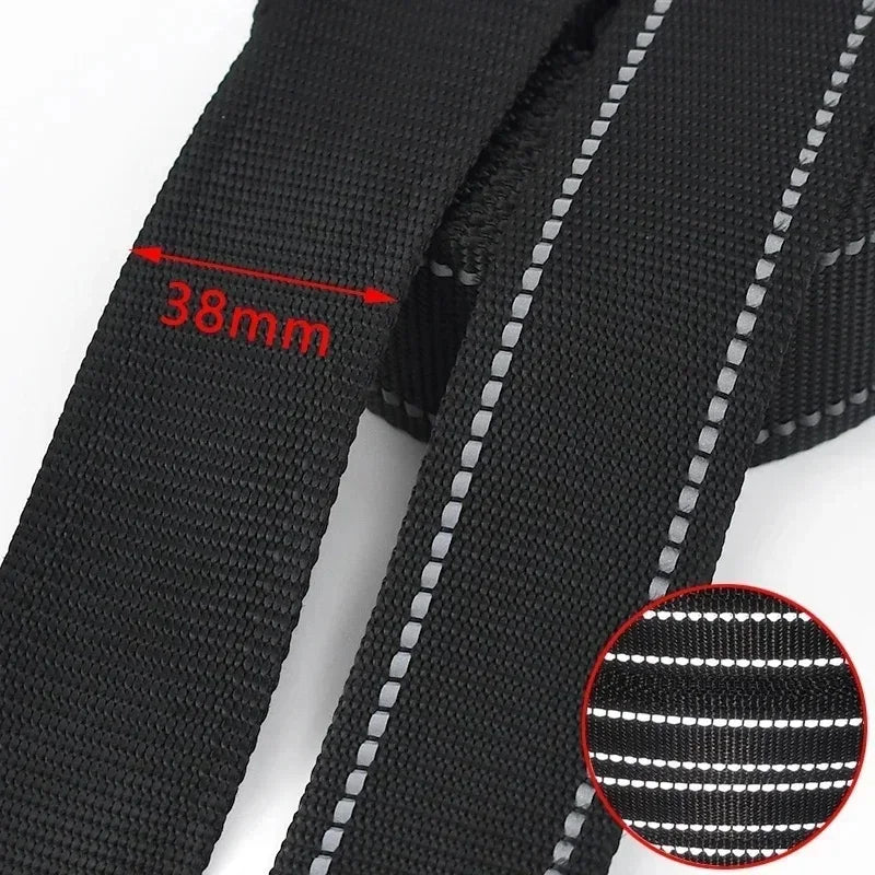 5/150M 20/25/38mm 1.8mm Thick Black Reflective Nylon Webbing Ribbon for Pet Collar Knapsack Belt Band Strap Tape DIY Bag Accessories