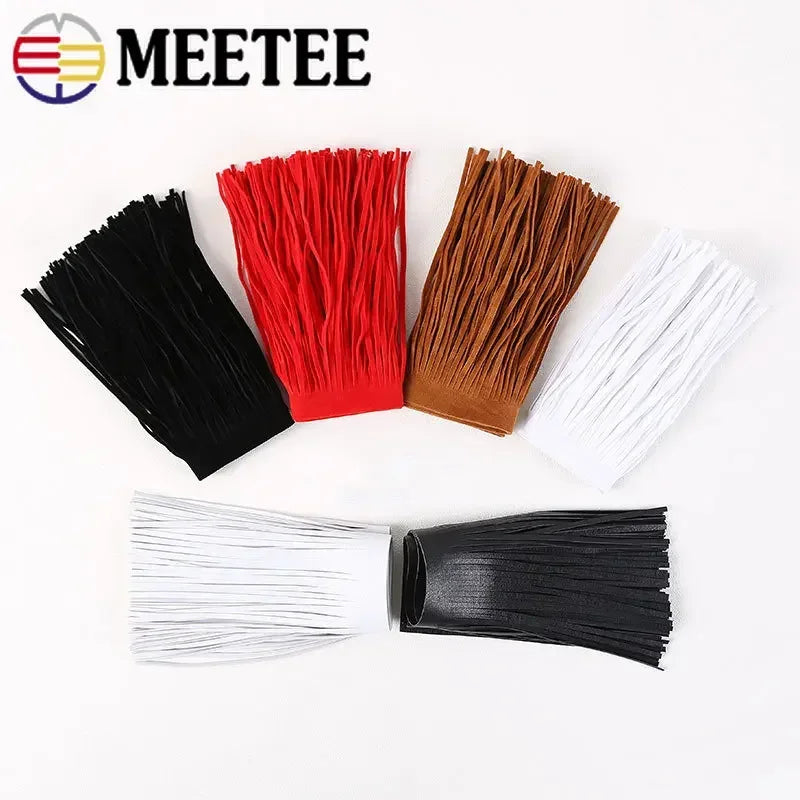 3/50Meters Meetee 10-30cmx3mm Leather Suede Tassel Fringe Lace Ribbon for Handbag Clothing Dresses Decor DIY Sewing Accessories