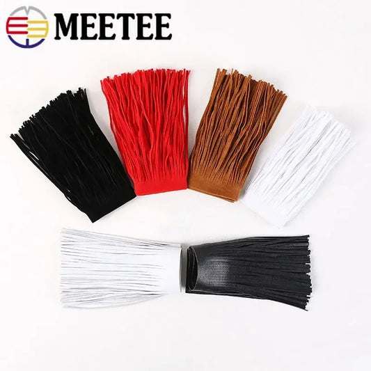 3/50Meters Meetee 10-30cmx3mm Leather Suede Tassel Fringe Lace Ribbon for Handbag Clothing Dresses Decor DIY Sewing Accessories