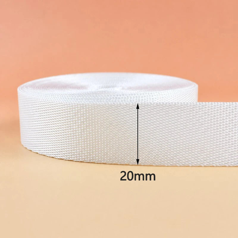 8/200Meters White Nylon Webbing 20-50mm Bag Shoulder Strap Tape Clothes Decorative Sewing Ribbon Bias Binding Accessories