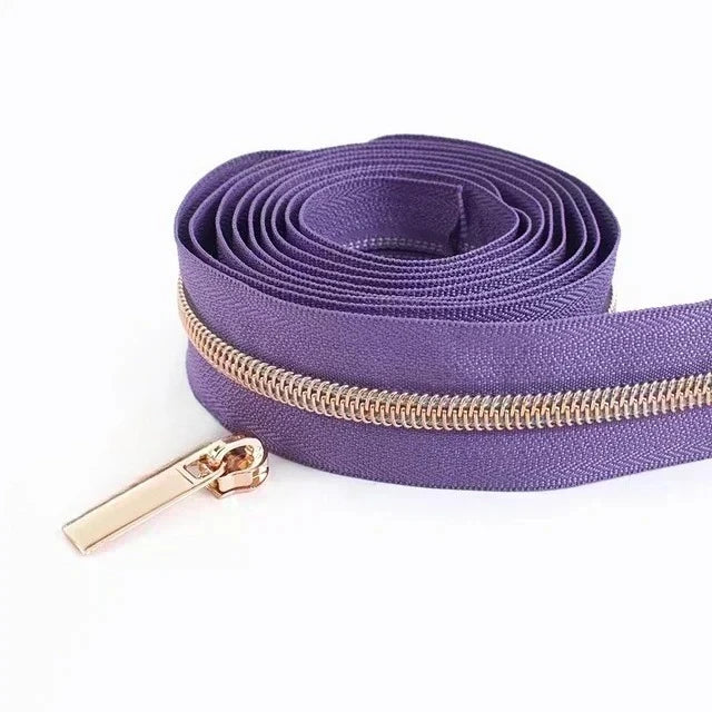 8/200Meters 5# Long Nylon Zipper Tape RoseGold Teeth Zippers Sliders for Bag Garment Repair Zips Kit DIY Sewing Accessories