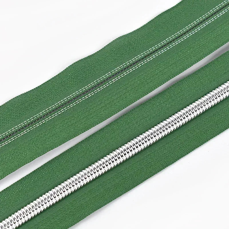 8/300M 5# Nylon Zippers Tapes Gold Silver Teeth Zipper for Sewing Bag Zips Purse Garment Zip Repair Kit DIY Accessories