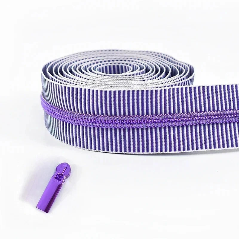 5/20Meters Meetee 5# Striped Nylon Zippers Tape for Sewing Bag Continuous Roll Coil Zip By the Meter DIY Garment Accessories