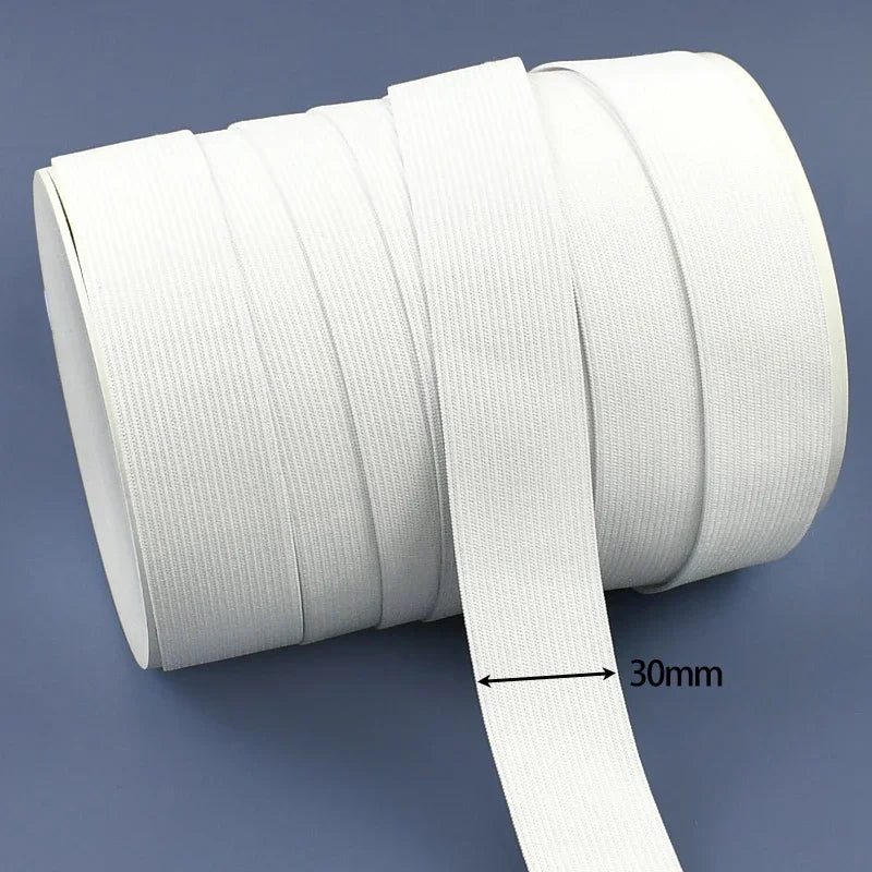 30/1000M Black White Sewing Elastic Band 3mm-50mm Garment Trousers Belt Rubber Bands Mask Strap Stretch Tape HairBand Bungee Cord