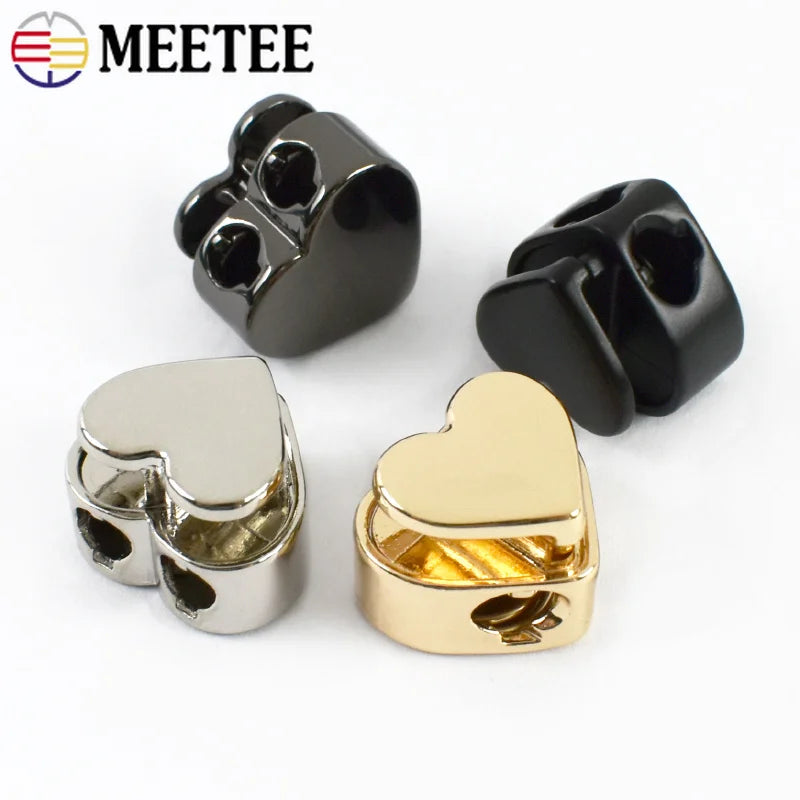 20/100Pcs 4mm Heart Metal Cord Lock Spring Snap Button Rope Stopper for Clothes Drawstring Bags Rope Adjuster Sewing Accessories