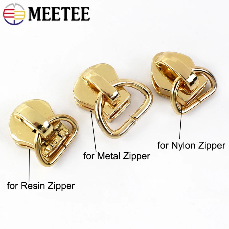 3/1000Pcs D Ring 5# Zipper Sliders for Sewing Metal Nylon Zippers DIY Zip Head Bag Pocket Repair Kits Replacement Tailor Tools