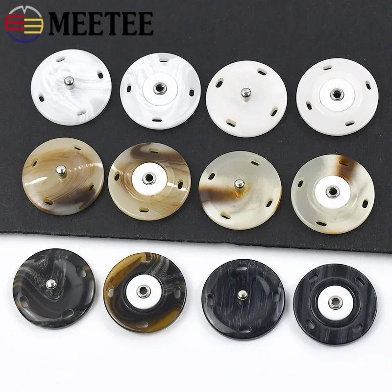 15/50Pcs  18/21/25mm Resin Buttons Invisible Fastener Round Snap Button for Overcoat Sweaters DIY Sewing Accessories